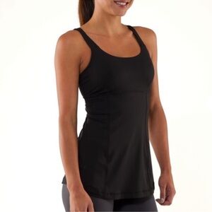 Lululemon Active Strength Black Tank Top With Built-In Adjustable Bra Size 6